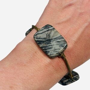 Bourbon & Boweties Bowties Gray Grey Granite Stone Bracelet Stackable